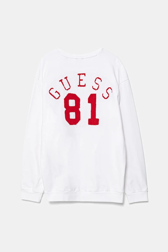 Dětská bavlněná mikina Guess L5YQ03.KAD74.9BYA bílá AW25