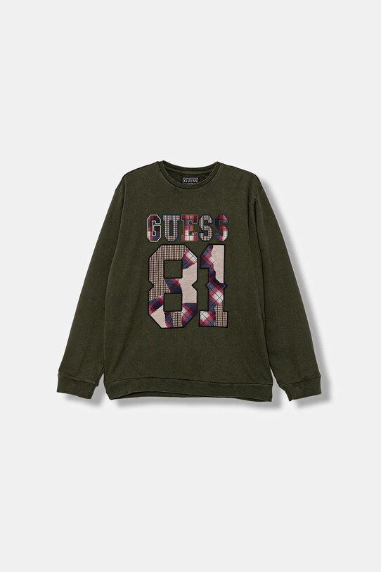 Guess bluza bawełniana dziecięca aplikacja zielony L5YQ07.KA6R4.9BYA