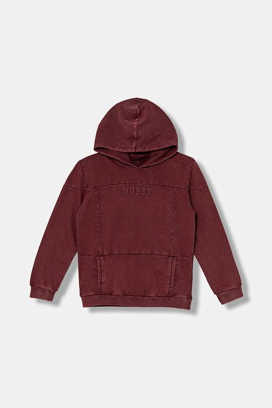Детская хлопковая кофта Guess с капюшоном бордо L5YQ08.KAX74.9BYA