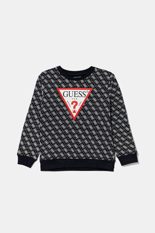 Guess felpa in cotone bambino/a sovrastampa blu N5YQ00.KA6R4.9BYA