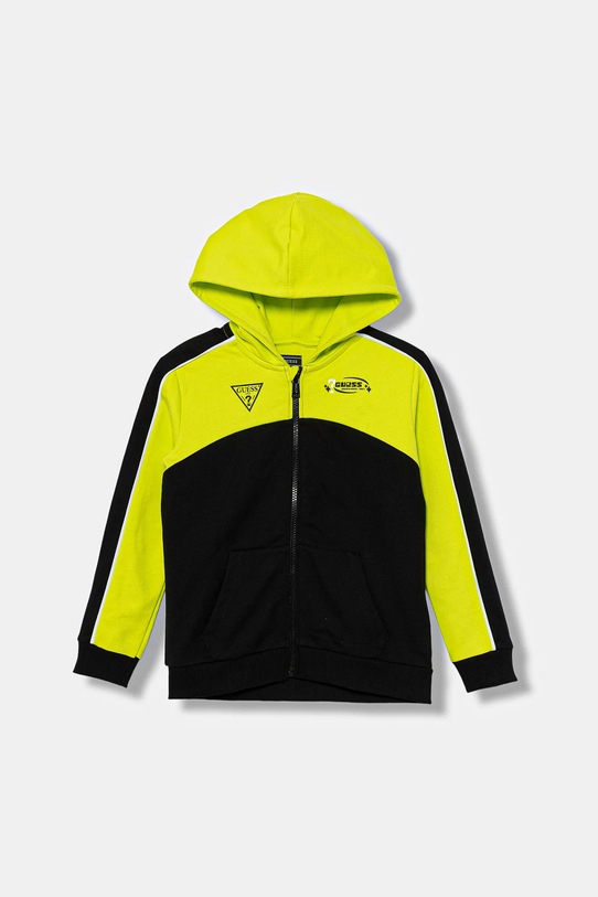 Guess bluza bawełniana dziecięca z kapturem czarny N5YQ02.KA6R4.9BYA