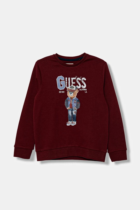 Guess hanorac de bumbac pentru copii print burgundia N5YQ05.KAD74.9BYA