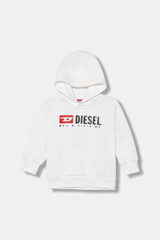 Otroški pulover Diesel SDROPSHOOD OVER SWEAT-SHIRT S kapuco bela J02485