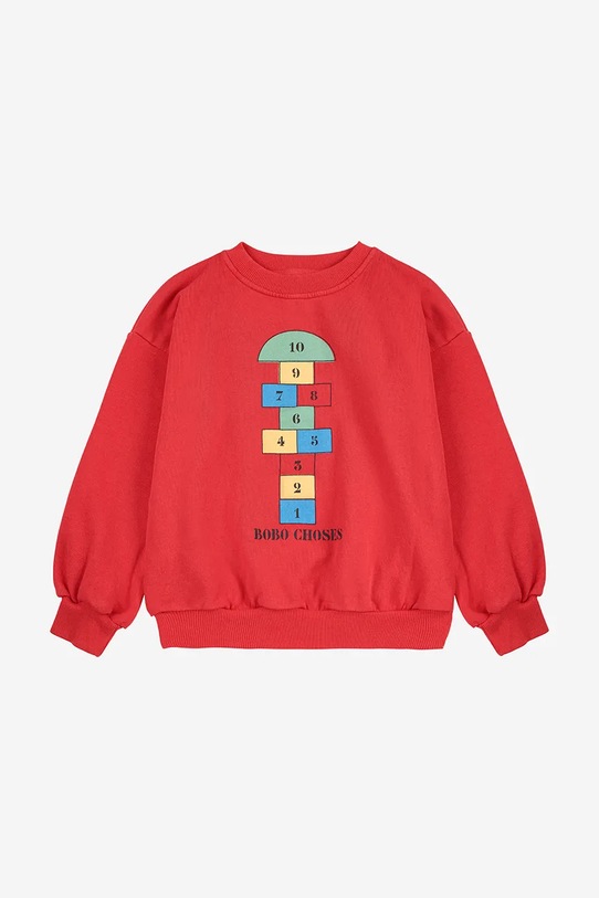 Bobo Choses bluza bawełniana dziecięca Hopscotch 225AC036 czerwony AW25
