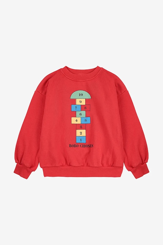 Otroški bombažen pulover Bobo Choses Hopscotch 225AC036 rdeča AW25