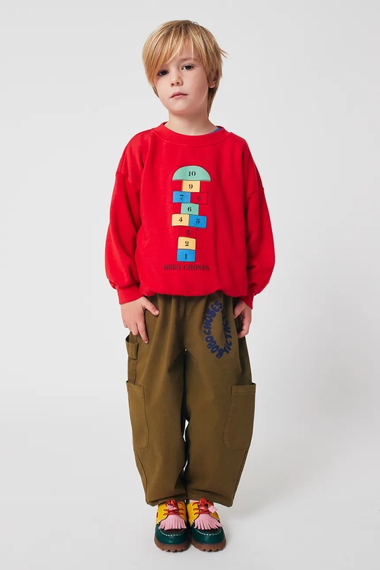 Bobo Choses bluza bawełniana dziecięca Hopscotch 225AC036 czerwony