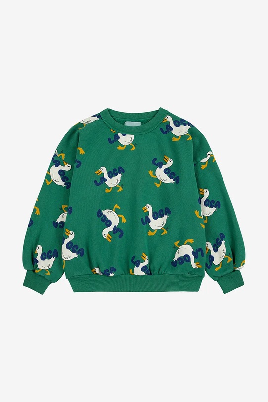 Bobo Choses bluza bawełniana dziecięca La Oca 225AC037 zielony AW25