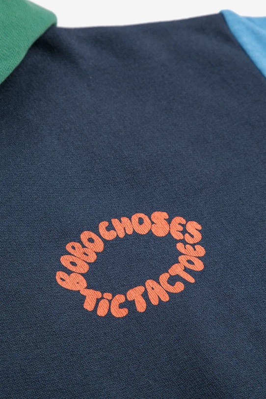 Chłopiec Bobo Choses bluza bawełniana dziecięca Tic Tac Toe 225AC048 granatowy