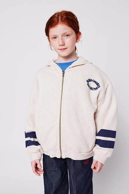 Detská bavlnená mikina Bobo Choses Tic Tac Toe nášivka béžová 225AC050