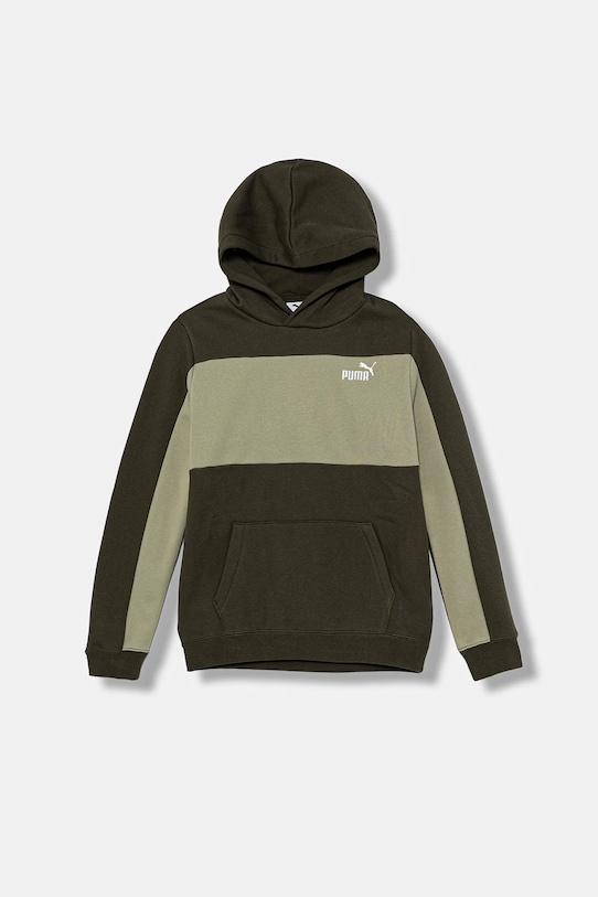 Puma bluza dziecięca ESS BLOCK Small Logo Hoodie FL B wzorzyste zielony 690784