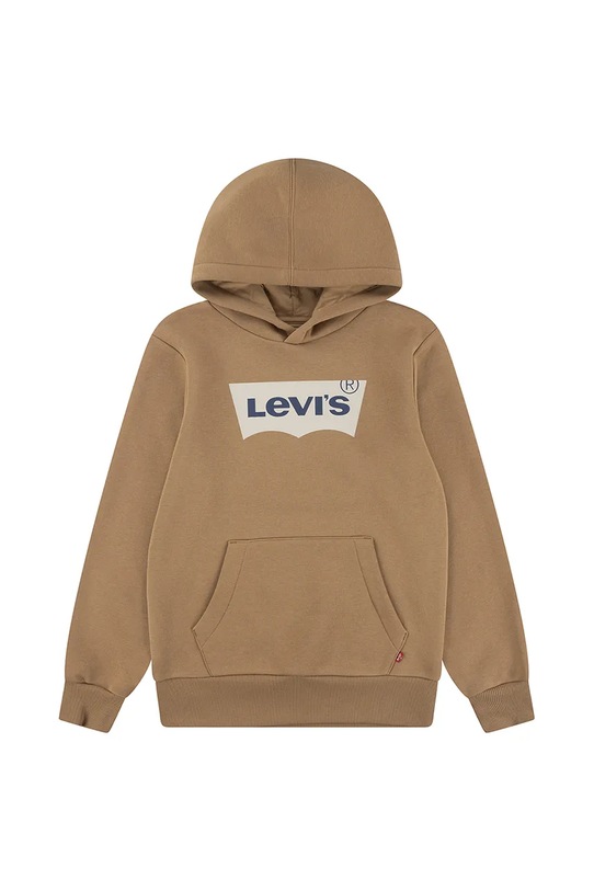 Παιδική μπλούζα Levi's BATWING SCREENPRINT HOODIE με κουκούλα καφέ 9E8778.B