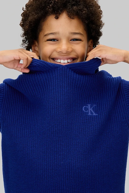 Băieți Calvin Klein Jeans hanorac de bumbac pentru copii IB0IB02577.9BYA albastru