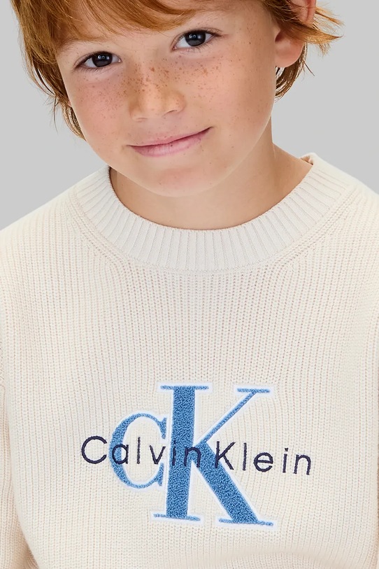 Хлопчик Дитячий бавовняний светр Calvin Klein Jeans IB0IB02598.9BYA бежевий