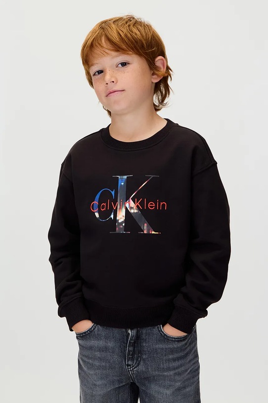 Calvin Klein Jeans bluza bawełniana dziecięca nadruk czarny IB0IB02562.9BYA