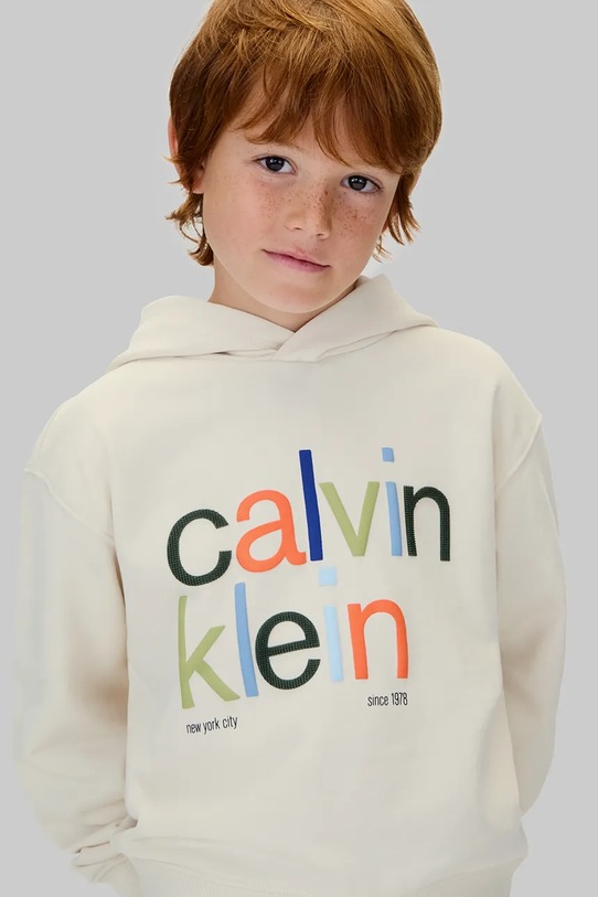 Мальчик Детская кофта Calvin Klein Jeans IB0IB02563.128.170.9BYA бежевый