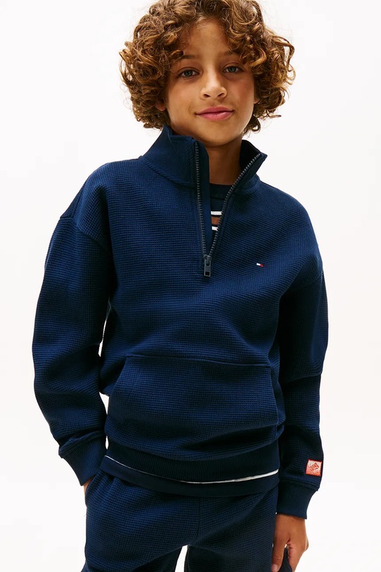 Детская хлопковая кофта Tommy Hilfiger хлопок тёмно-синий KB0KB10119.122.9BYA