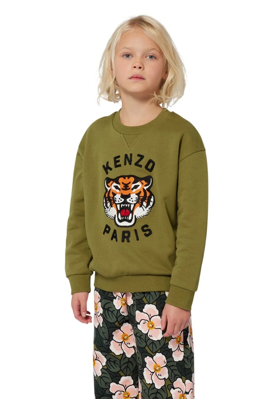 Kenzo Kids hanorac de bumbac pentru copii imprimeu verde K61432.86.108