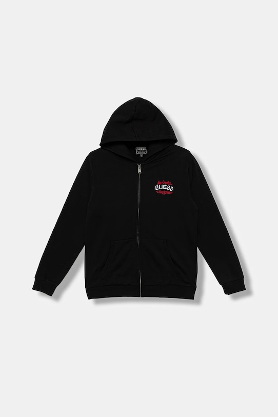 Дитяча бавовняна кофта Guess візерунок чорний L5BQ06.KAX74.9BYA