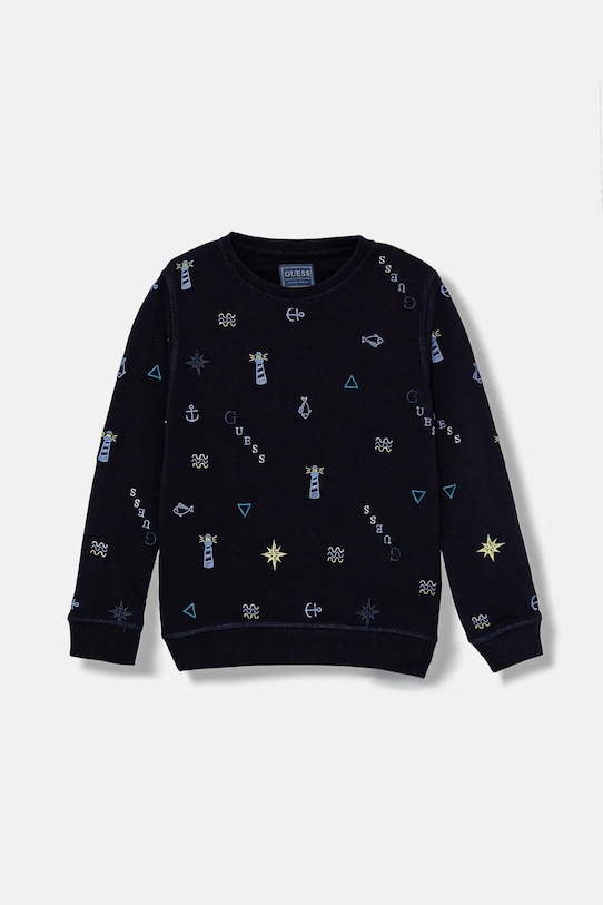 Guess bluza bawełniana dziecięca wzorzyste granatowy N5BQ03.KAX74.9BYA
