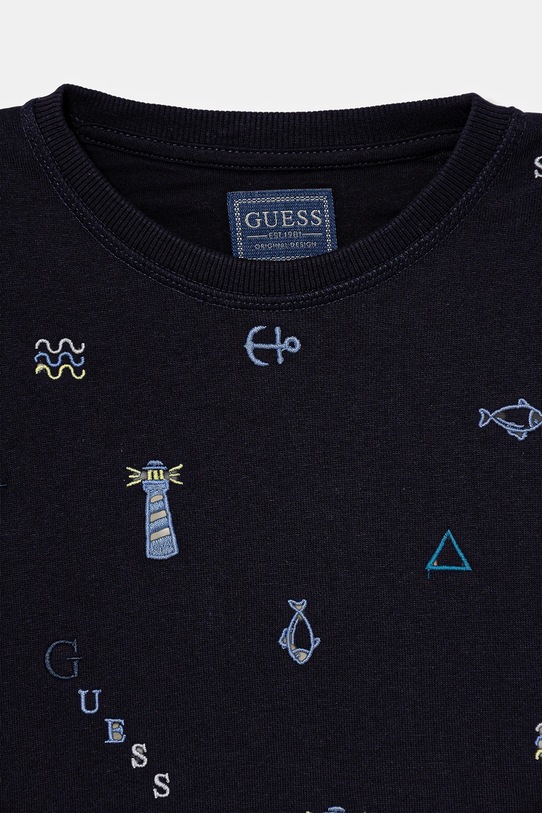 Αγορίστικα Παιδική βαμβακερή μπλούζα Guess N5BQ03.KAX74.9BYA σκούρο μπλε