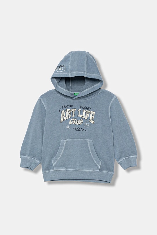 Dětská bavlněná mikina United Colors of Benetton s kapucí modrá 3WITG2015.P.seasonal