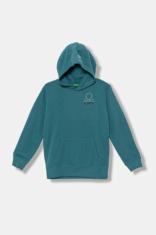 Dětská bavlněná mikina United Colors of Benetton s kapucí tyrkysová 3J68C204V.G.seasonal