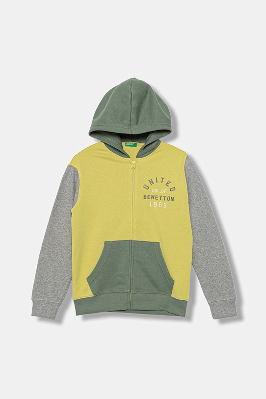United Colors of Benetton bluza bawełniana dziecięca z kapturem żółty 3J68C505C.G.seasonal