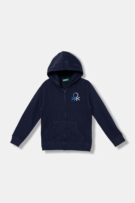 United Colors of Benetton bluza bawełniana dziecięca z kapturem granatowy 3J68C505C.G.seasonal