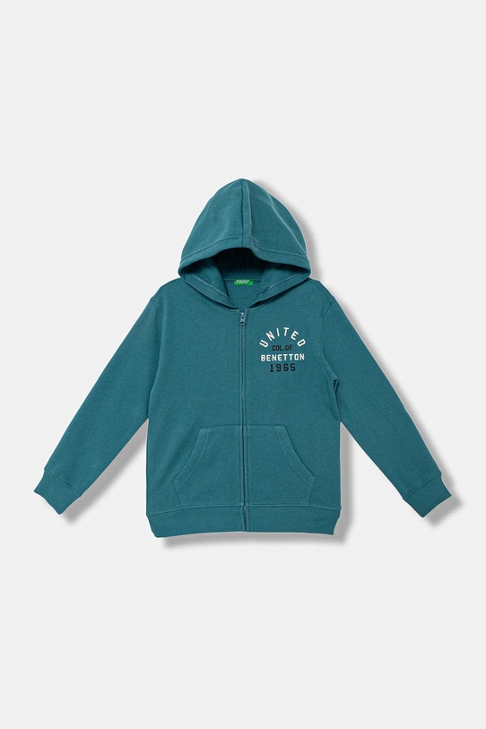 United Colors of Benetton hanorac de bumbac pentru copii cu modele turcoaz 3J68C505C.G.seasonal