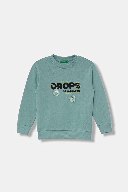 United Colors of Benetton hanorac de bumbac pentru copii print turcoaz 3J68G10KN.P.seasonal