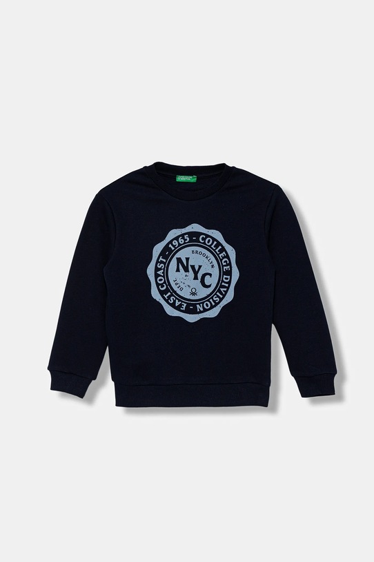 Dětská bavlněná mikina United Colors of Benetton bez kapuce námořnická modř 3J68G10KN.P.seasonal