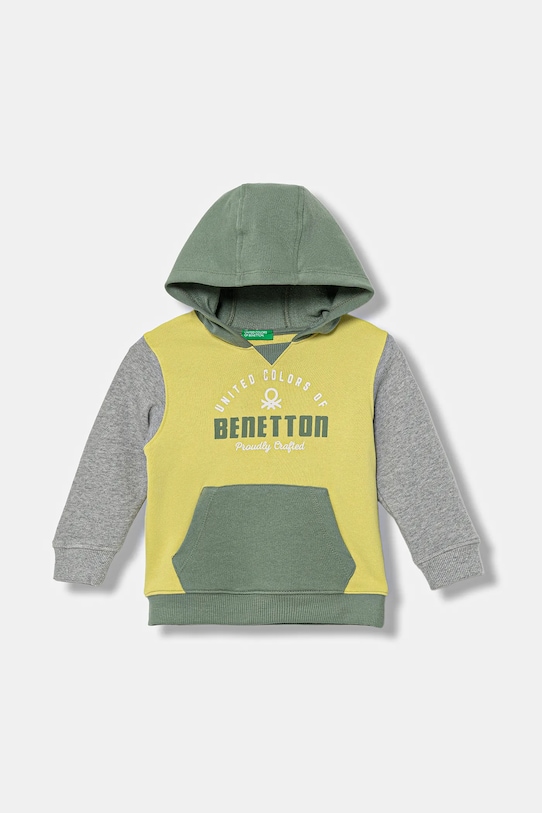 United Colors of Benetton hanorac de bumbac pentru copii print verde 3J68G2014.P.seasonal