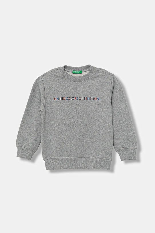 Dětská bavlněná mikina United Colors of Benetton bez kapuce šedá 3J70G10JY.P.seasonal