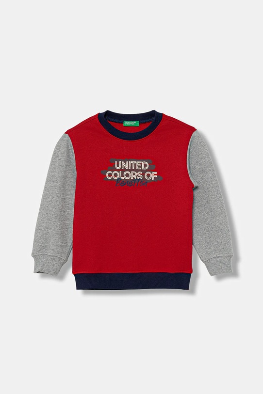 Dětská bavlněná mikina United Colors of Benetton bez kapuce červená 3J70G10JY.P.seasonal