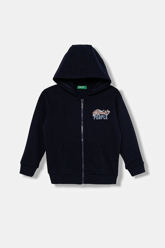 Detská bavlnená mikina United Colors of Benetton potlač tmavomodrá 3J68G503Y.P.seasonal