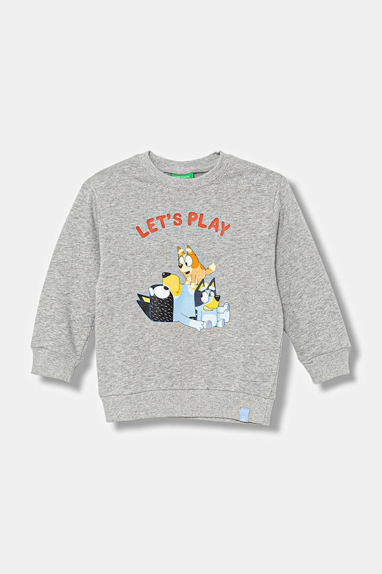 Detská bavlnená mikina United Colors of Benetton potlač sivá 3J70G10KF.P.seasonal