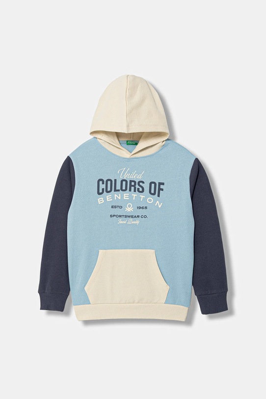 Dětská mikina United Colors of Benetton s kapucí modrá 3EB5C205B.G.Seasonal