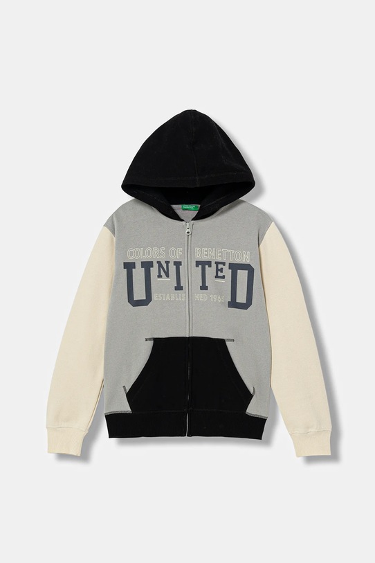 United Colors of Benetton bluza dziecięca z kapturem szary 3EB5C505L.G.Seasonal