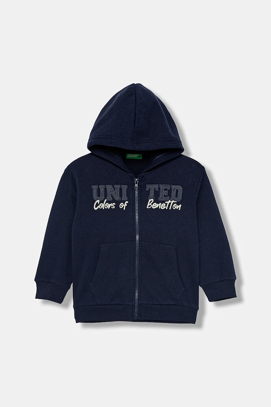 Dětská mikina United Colors of Benetton s kapucí námořnická modř 3EB5G5043.P.Seasonal