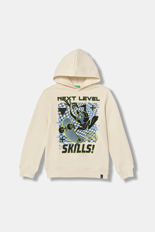 United Colors of Benetton bluza dziecięca z kapturem beżowy 3J73C205I.G.Seasonal