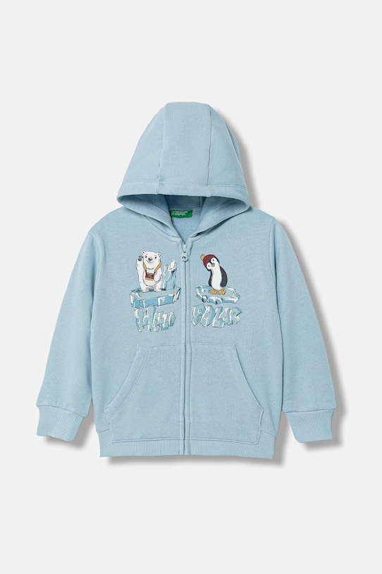 Παιδική μπλούζα United Colors of Benetton με κουκούλα μπλε 3J73G5046.P.Seasonal