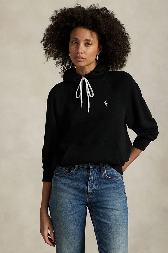 Μπλούζα Polo Ralph Lauren με κουκούλα μαύρο 211971691