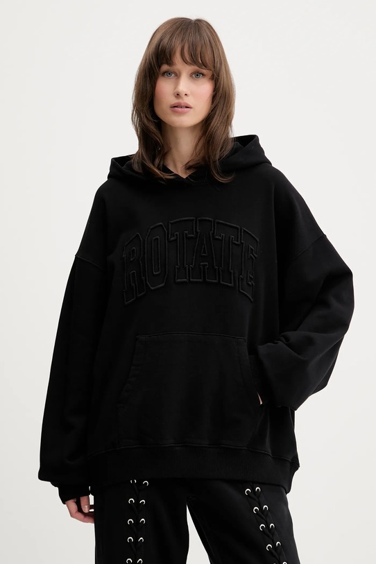 Rotate bluza bawełniana z kapturem czarny 115084100