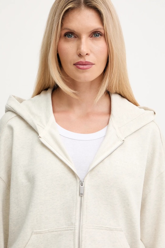 Βαμβακερή μπλούζα Calvin Klein μπεζ LV044C211G