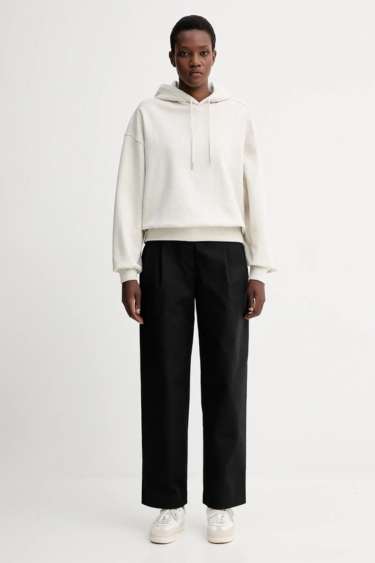 Βαμβακερή μπλούζα Calvin Klein LV044C210G μπεζ AW25