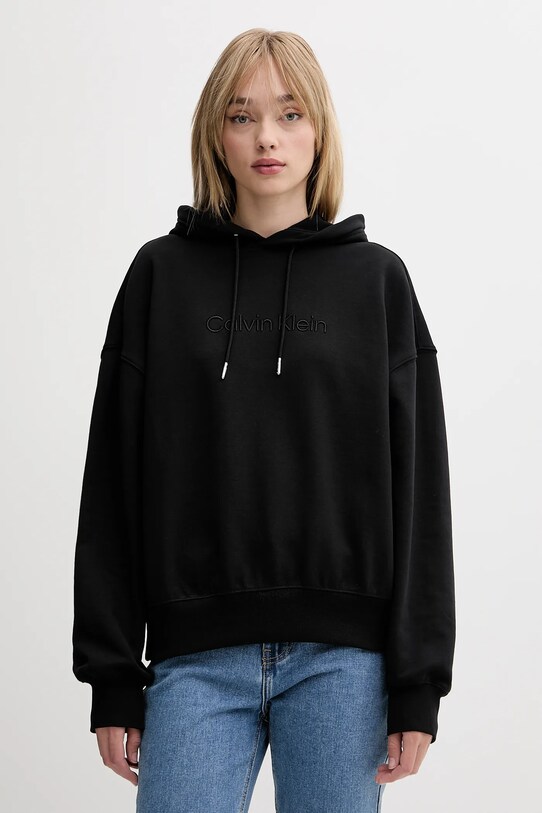 Calvin Klein bluza bawełniana z kapturem czarny LV044C210G