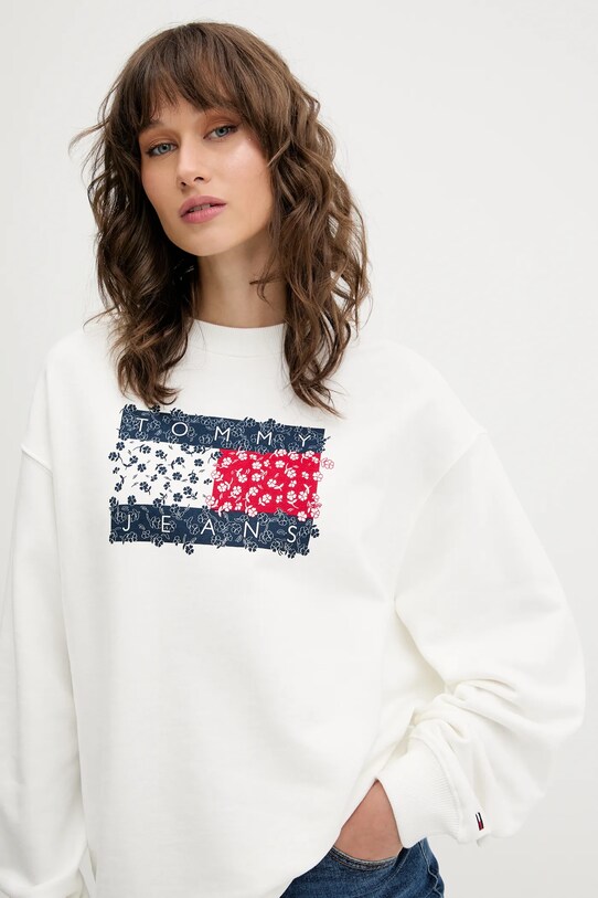 Бавовняна кофта Tommy Jeans білий DW0DW20933