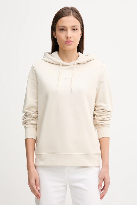 Βαμβακερή μπλούζα Tommy Jeans στάμπα μπεζ DW0DW20943