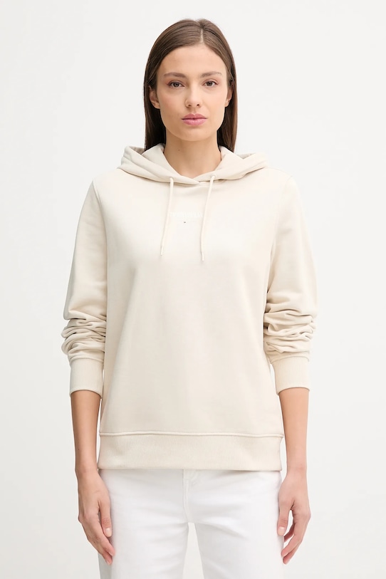 Tommy Jeans bluza bawełniana nadruk beżowy DW0DW20943