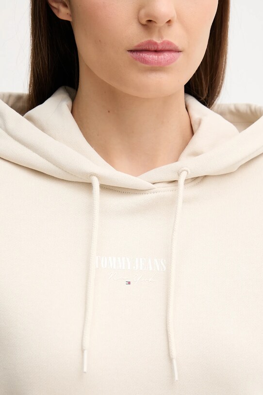Βαμβακερή μπλούζα Tommy Jeans μπεζ DW0DW20943
